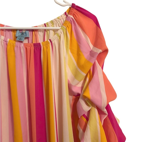 CeCe Women’s Multicolor Off-The-Shoulder Tiered Sleeve Blouse‎ Size Medium - Picture 2 of 4